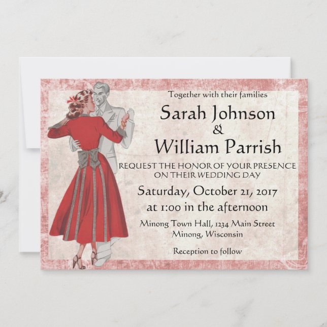 Convites Casal Vintage Look Dancing (Frente)