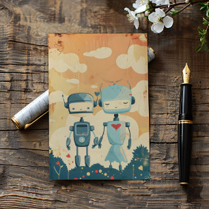 Convites Casal Vintage Robot Science Fiction