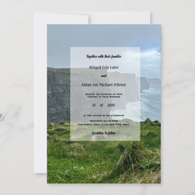 Convites Casamento 5x7 da Moher Ireland (Frente)
