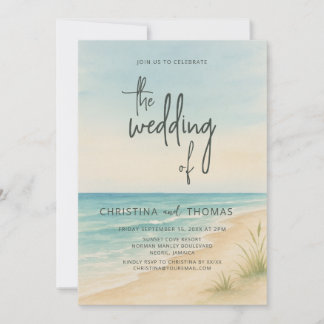 Convites Casamento à Beira-Mar com Aquarela