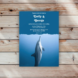 Convites Casamento à Beira-Mar com Golfinhos Azul-Navais So