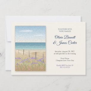 Convites Casamento à Beira-Mar com Lavanda do Mar e Grama d