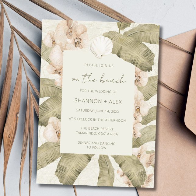 Convites Casamento à Beira-Mar em Destino de Praia (Coastal Seaside Beach Destination Wedding Invitation)