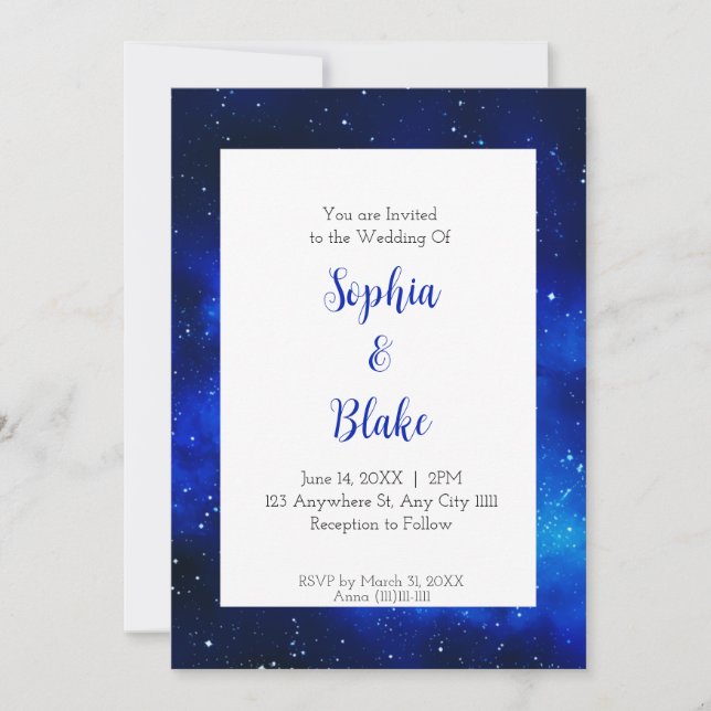 Convites Casamento à Meia-Noite sob o Campo Estelar (Frente)