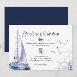 Convites Casamento à vela náutica elegante