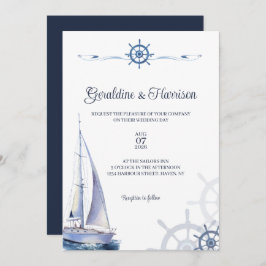 Convites Casamento à vela náutica elegante