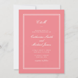 Convites Casamento Absoluto do Monograma Rosa-Coral Clássic