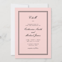 Convites Casamento Absoluto do Rosa Clássico e do Monograma