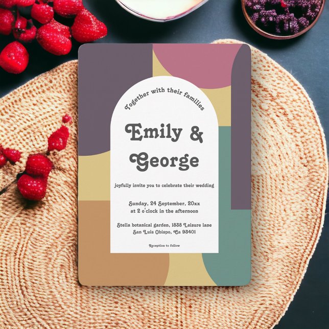 Convites Casamento Abstrato artístico Colorido Moderno (Criador carregado)