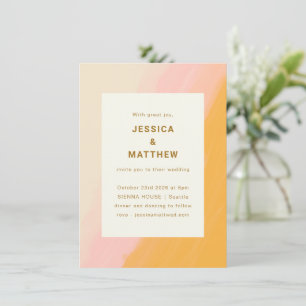 Convites Casamento Abstrato Boho Aquarela Rosa Amarelo