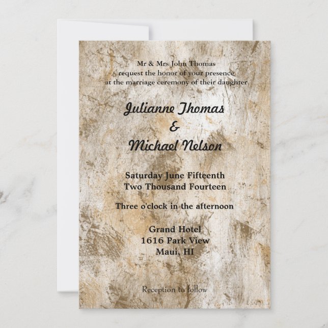 Convites Casamento Abstrato Branco Creme (Frente)