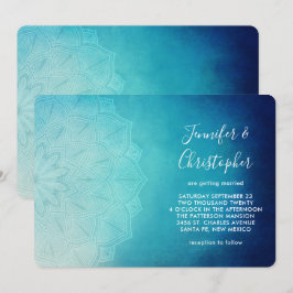 Convites Casamento Abstrato Mandala Azul Bonito