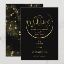 Casamento Abstrato Preto e Dourado Nova Lua Brilho