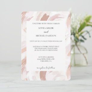 Convites Casamento Abstrato Rosa Rosa Chic
