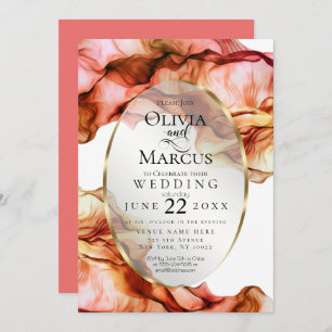 Convites CASAMENTO   Abstrato Watercolor Autumn Colunas 3