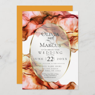 Convites CASAMENTO   Abstrato Watercolor Coluna Autumn Colu