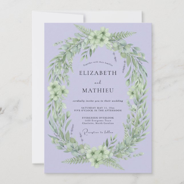 Convites Casamento Abundante na Natureza com Lavanda (Frente)