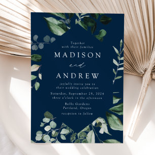 Convites Casamento Abundante Verde-Navy