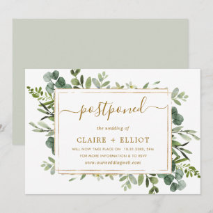 Convites Casamento Adiado Botanical Gold & Green