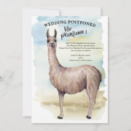 Convites Casamento Adiado de Llama Engraçado em Aquarela