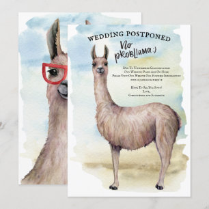 Convites Casamento Adiado de Llama Engraçado em Aquarela
