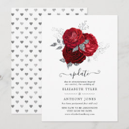 Convites Casamento Adiado Floral Vermelho e Prata