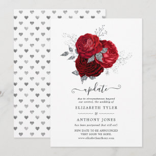 Convites Casamento Adiado Floral Vermelho e Prata