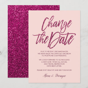 Convites Casamento adiado ou cancelado com brilho rosa roxo