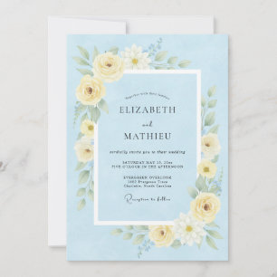 Convites Casamento Aéreo de Primavera Azul Centáurea