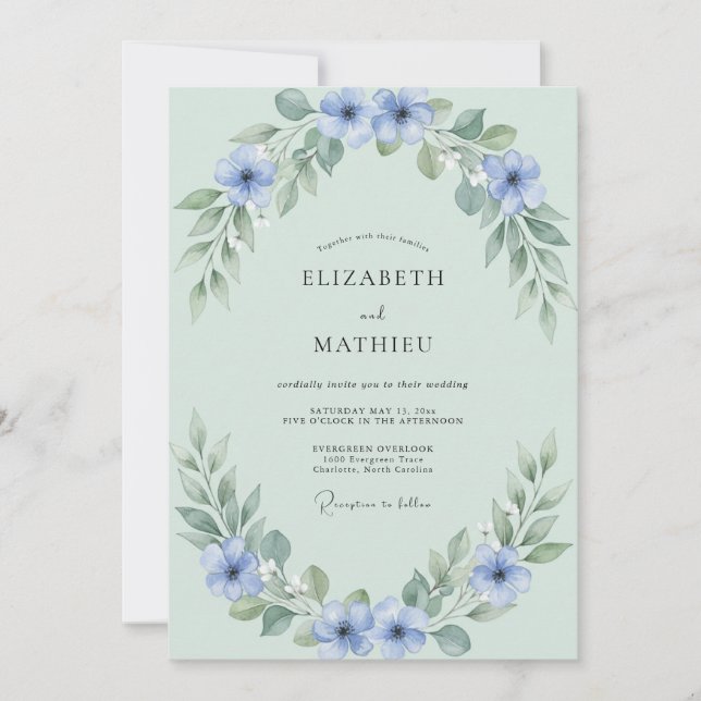 Convites Casamento Aéreo de Verão em Celadon (Frente)