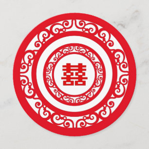 Convites Casamento afortunado chinês da felicidade do dobro