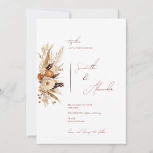 Convites Casamento All-in-One Branca de Queda Floral Modern