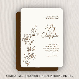 Convites Casamento All-in-One da Folhagem Castanha Moderna