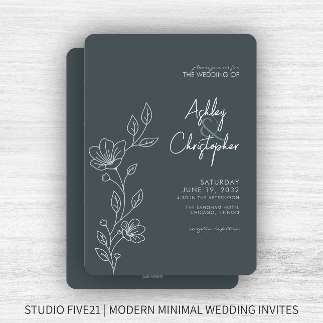 Convites Casamento All-in-One da Folhagem das Cinzas Modern (Criador carregado)