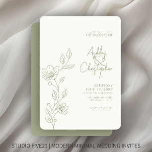 Convites Casamento All-in-One da Folhagem Moderna