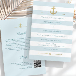 Convites Casamento All-In-One da QR Náutica de Verão Aqua