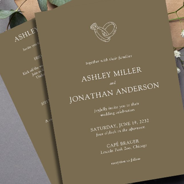 Convites Casamento All-in-One de Elementos Simples Modernos (Criador carregado)