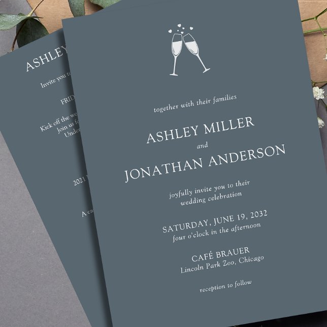 Convites Casamento All-in-One de Elementos Simples Modernos (Criador carregado)
