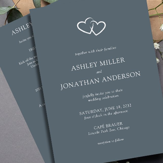 Convites Casamento All-in-One de Elementos Simples Modernos (Criador carregado)