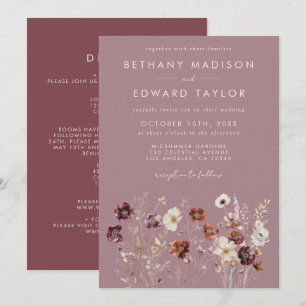 Convites Casamento "All-In-One" De Flores Secas De Queda Wh