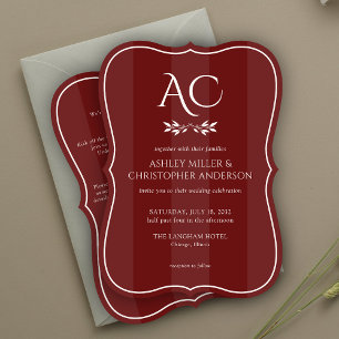 Convites Casamento All-in-One de Rosewood Vermelha com Bris