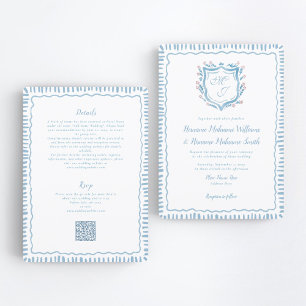 Convites Casamento All-In-One do Bespoke Blue Crest QR RSVP