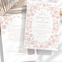 Casamento All-In-One do Blush Folk Floral QR RSVP