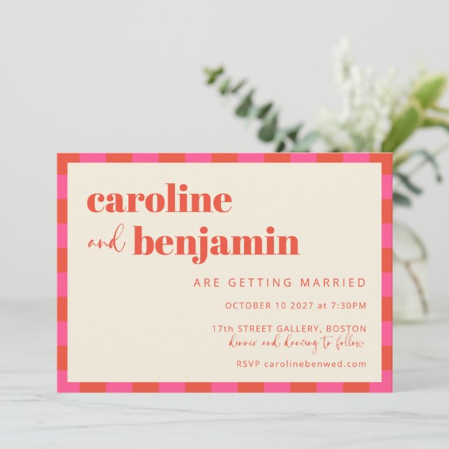Convites Casamento All-in-One do Quadro de Controlo Laranja (Em pé/Frente)