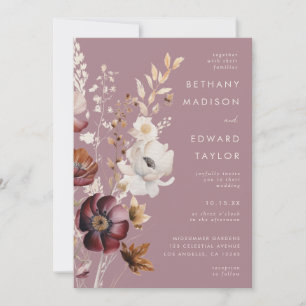 Convites Casamento All-In-One Floral de outono Elegante