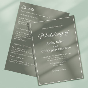 Convites Casamento All-in-One Verde Sage com Script Minimal
