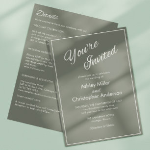 Convites Casamento All-in-One Verde Sage com Script Minimal