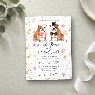 Convites Casamento Amante de Cães Bulldog Inglês