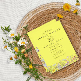 Convites Casamento Amarelo-Amarelo-Limão de primavera Summe
