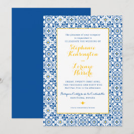 Convites Casamento Amarelo-Azulejo-Mediterrâneo